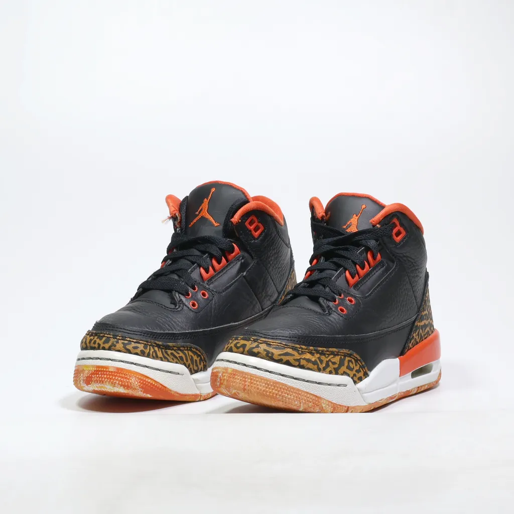 Air Jordan Air Jordan 3 Retro Gs 'Kumquat Sneakers Leather Black Color For Kids