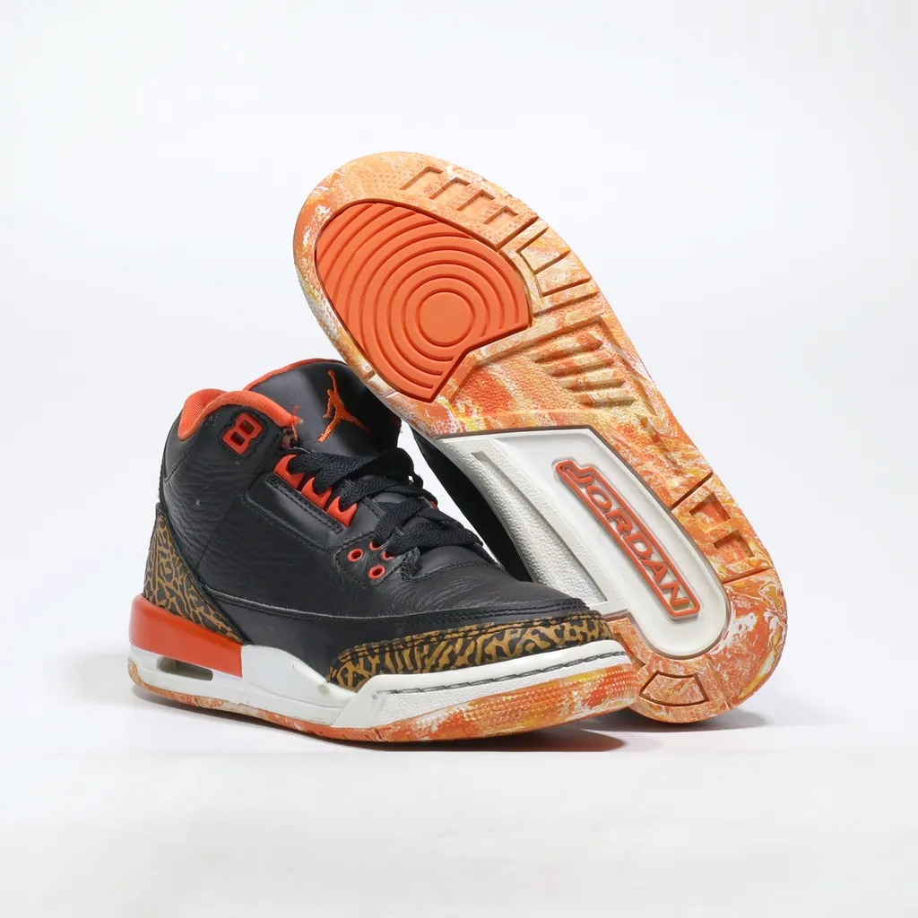 Air Jordan Air Jordan 3 Retro Gs 'Kumquat Sneakers Leather Black Color For Kids
