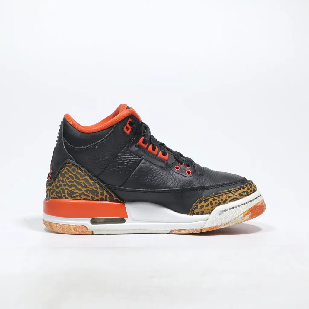 Air Jordan Air Jordan 3 Retro Gs 'Kumquat Sneakers Leather Black Color For Kids