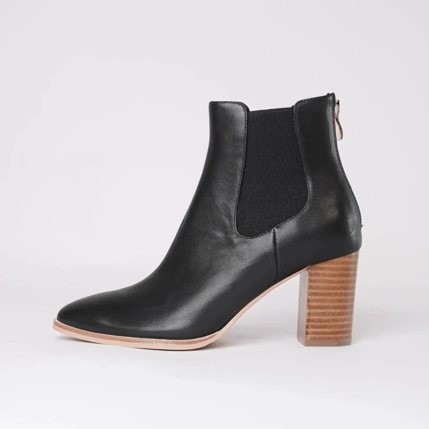 Ayer Black / Natural Leather Ankle Boots