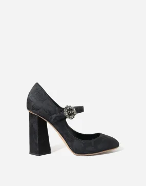 Brocade Crystal Buckle Mary Janes