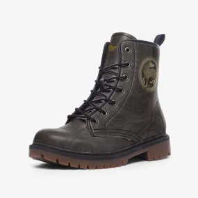 Celtic Wolf Vegan Leather Combat Boots