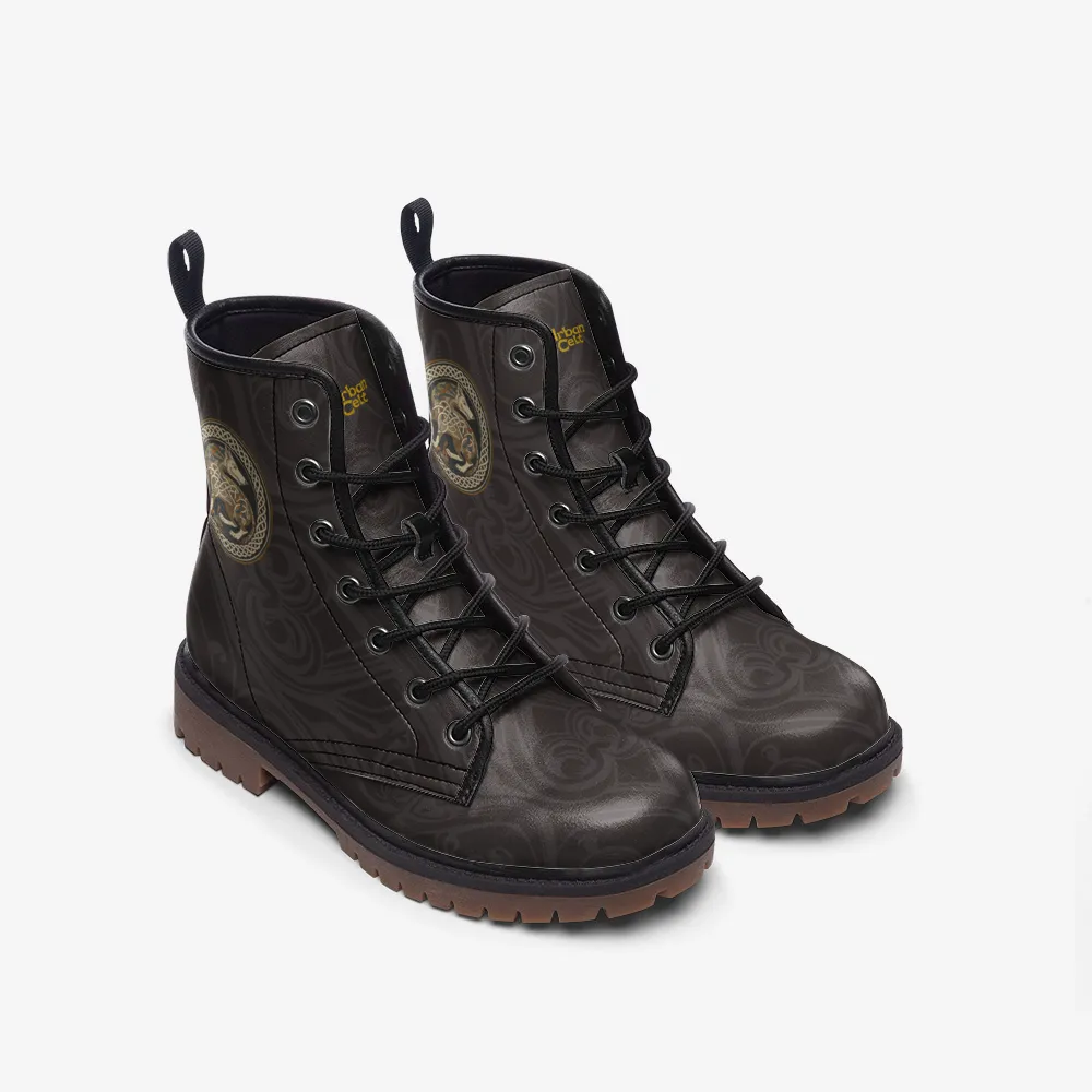 Celtic Wolf Vegan Leather Combat Boots