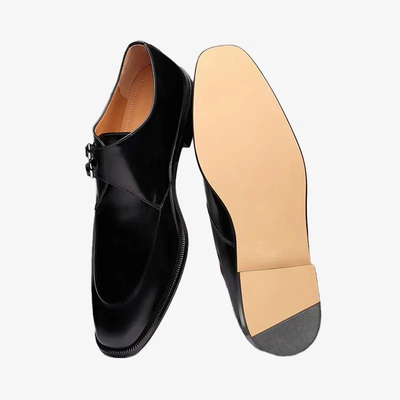 Classic Black Brushed Calfskin Formal Lace-Up