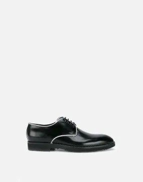 Contrast-Trimmed Polished-Leather Derby Shoes
