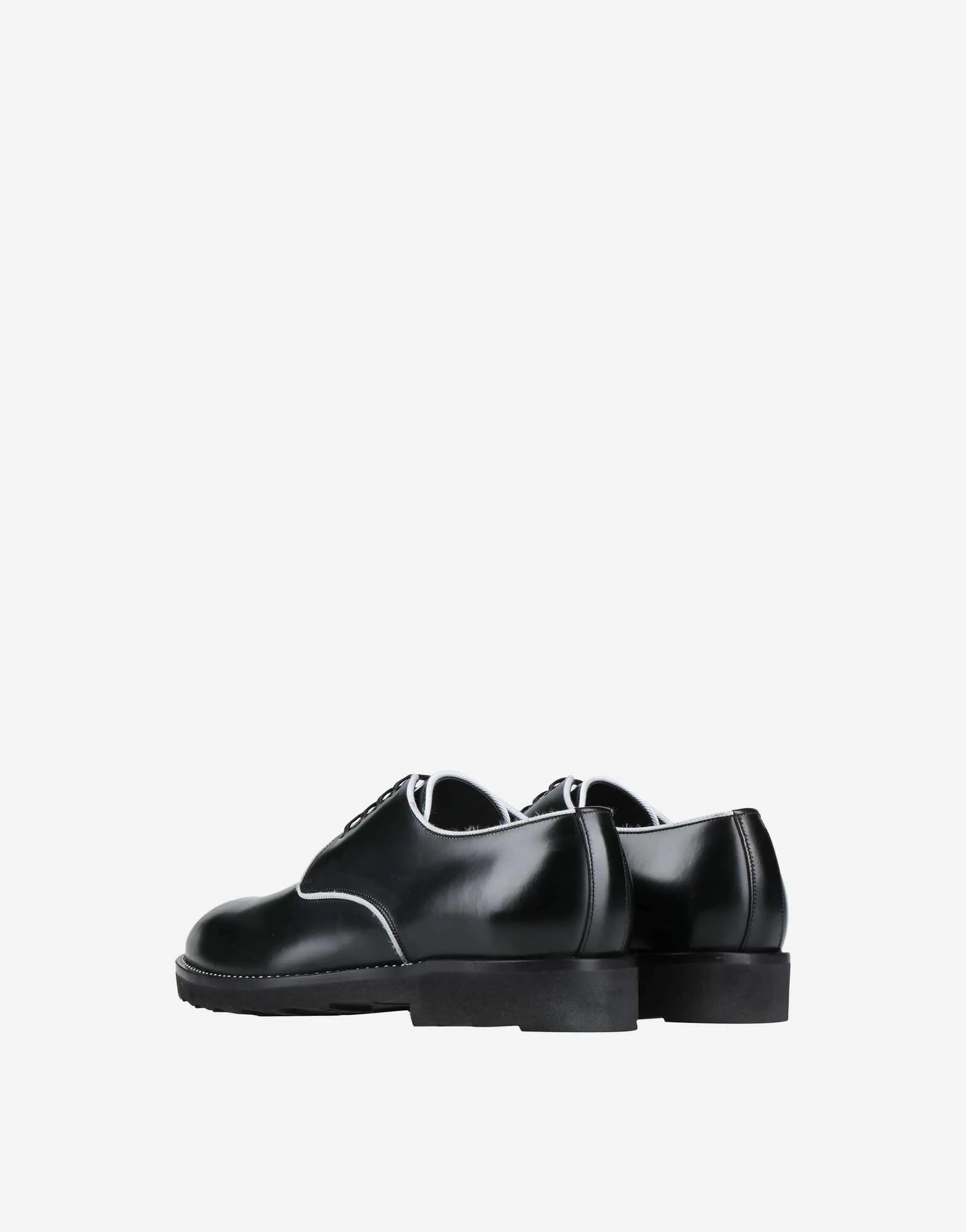 Contrast-Trimmed Polished-Leather Derby Shoes