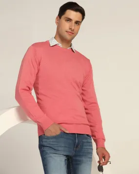 Crew Neck Peach Echo Solid Sweater - Jolly