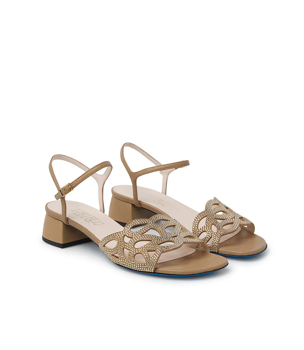 Crystals embellished hazelnut sandal