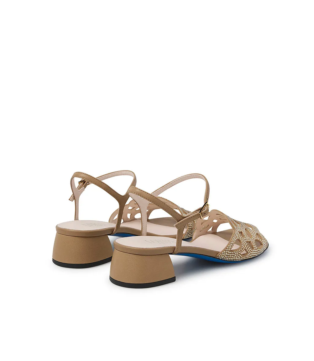 Crystals embellished hazelnut sandal