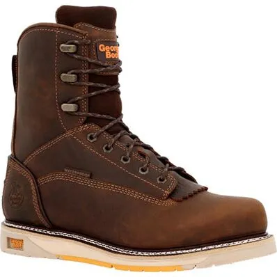 Georgia Men's Amp Lt Wedge 8" Soft Toe Waterproof Work Boot -Brown- GB00593
