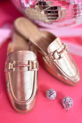 Gold Open Back Horsebit Detail Loafers *FINAL SALE*