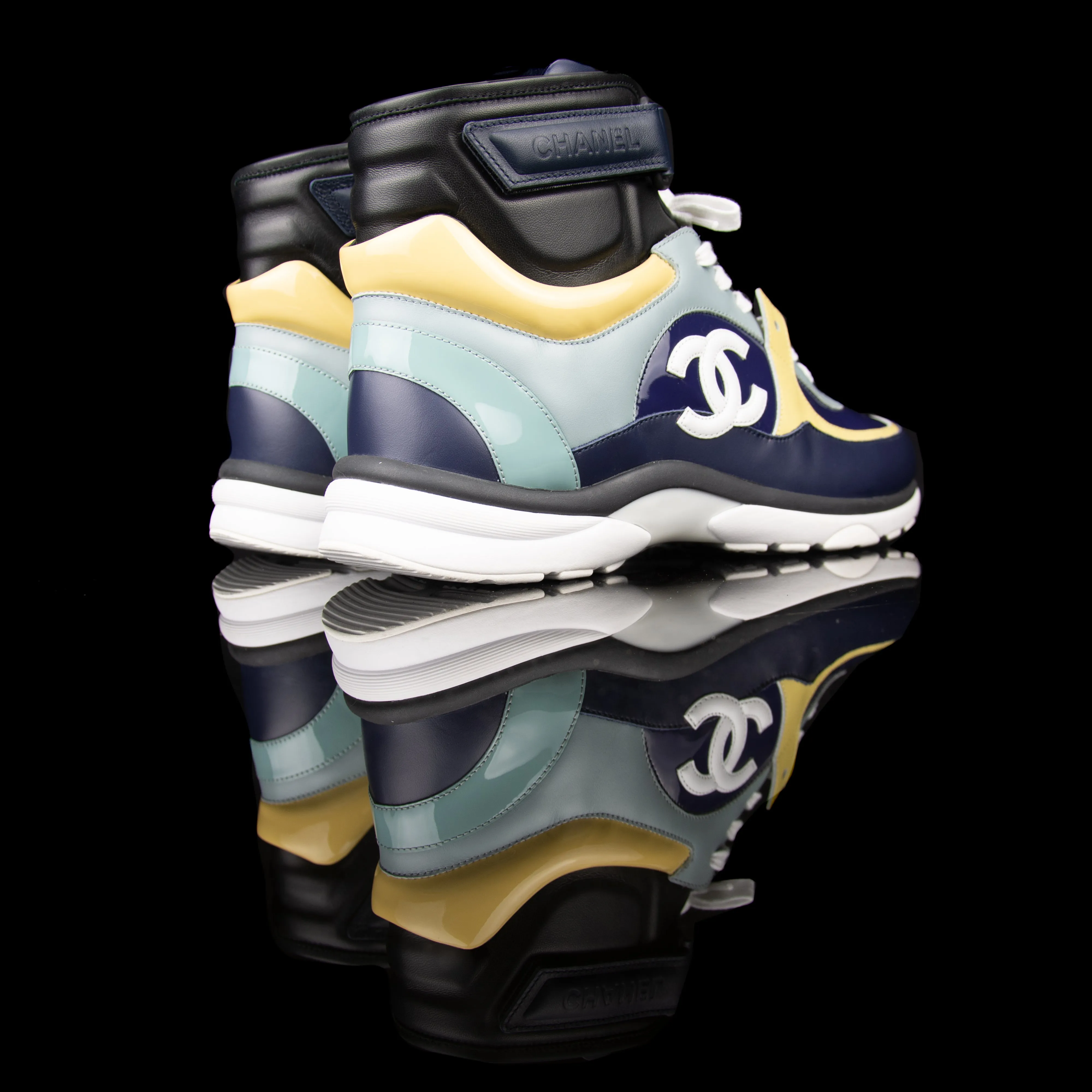 High Top Sneakers Velcro CC Leather Patent