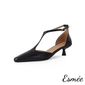 Leather High Heel T Straps