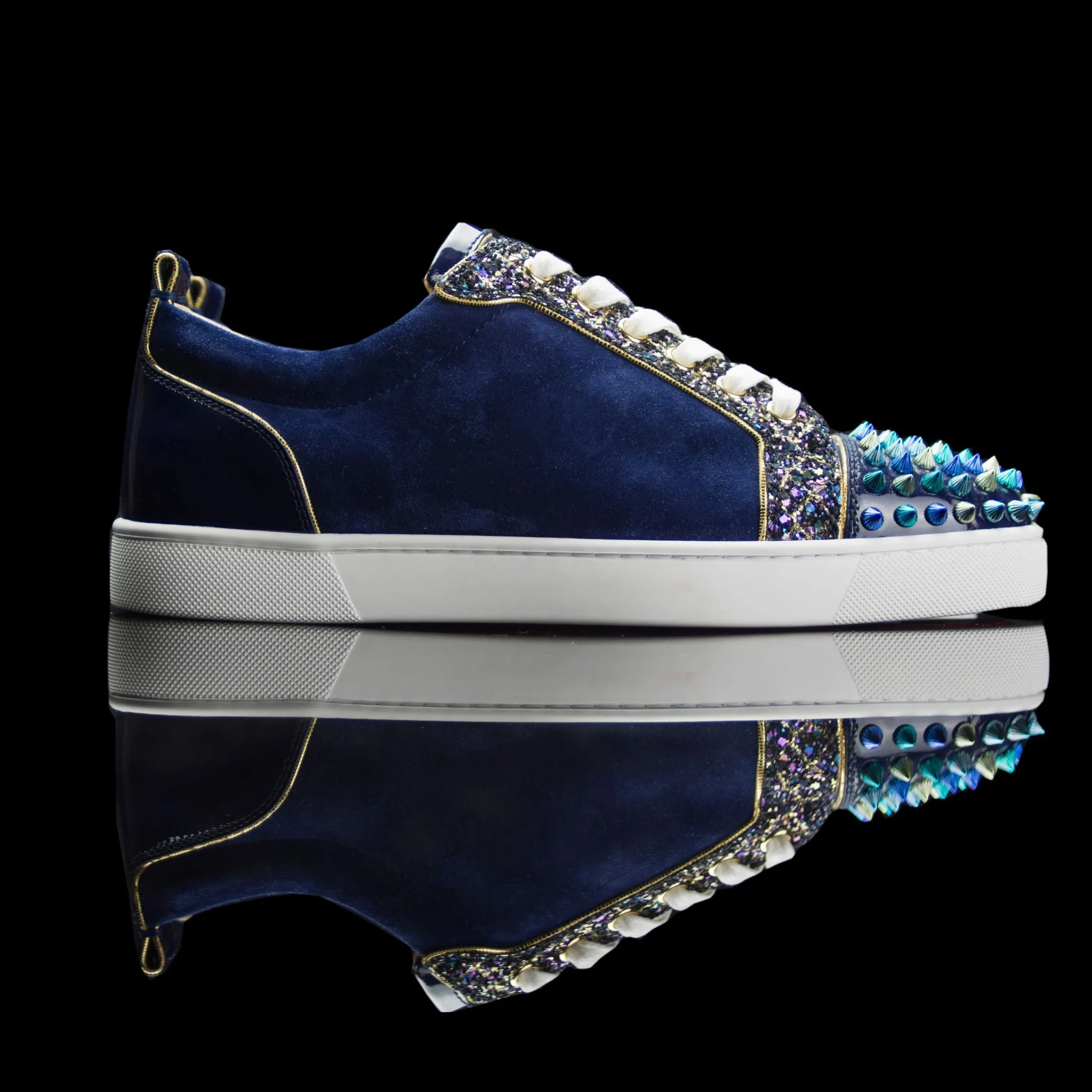 Louis Junior Orlato Flat Spikes Suede Velours GG