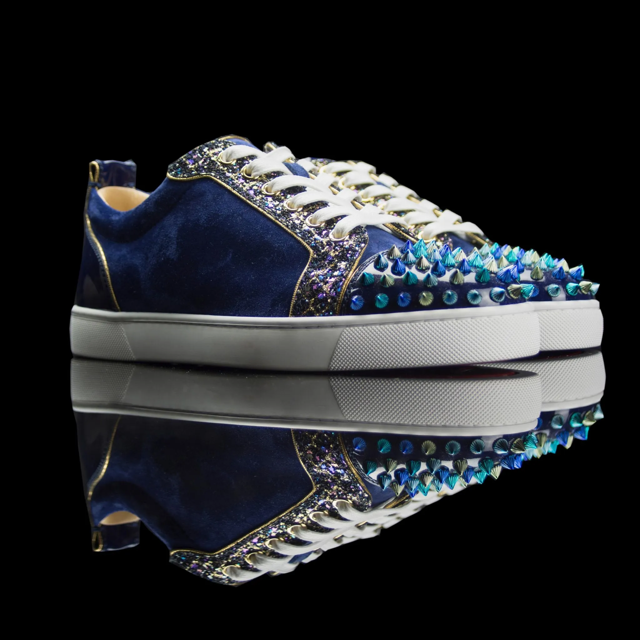 Louis Junior Orlato Flat Spikes Suede Velours GG