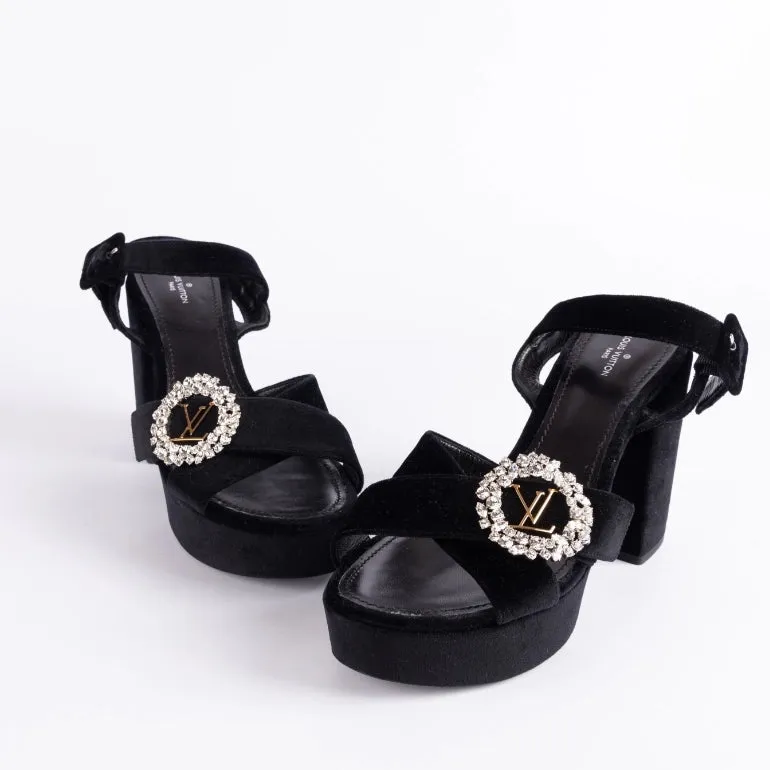 Louis Vuitton Velvet Madeleine Platform Sandals