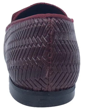 Luccini Boy's and Girl's Slip-On Smoking Loafer (Burgundy Embossed Leather)
