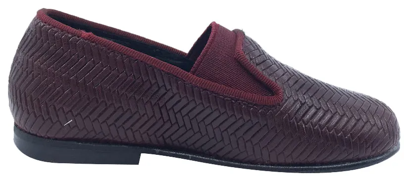 Luccini Boy's and Girl's Slip-On Smoking Loafer (Burgundy Embossed Leather)