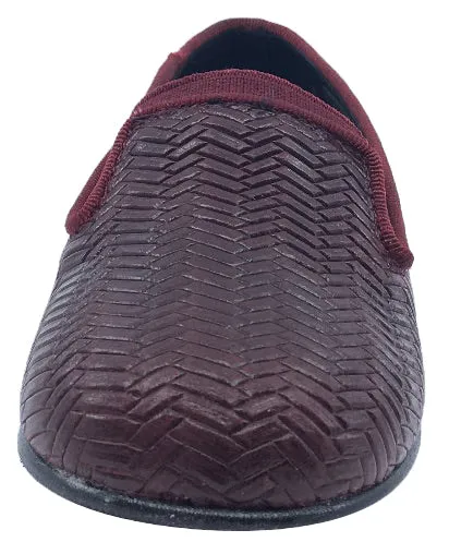 Luccini Boy's and Girl's Slip-On Smoking Loafer (Burgundy Embossed Leather)