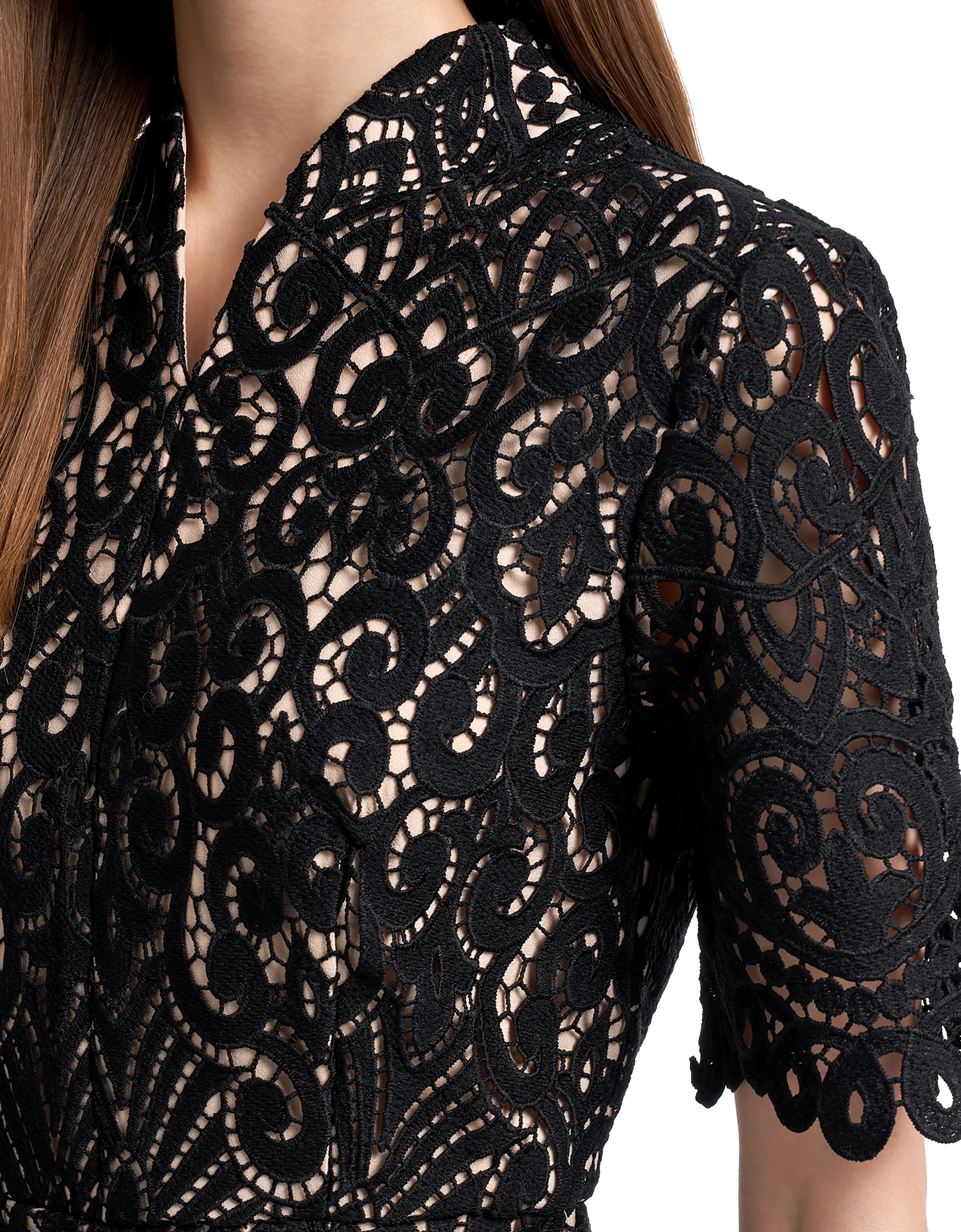 Mandarin Collar Lace Romper