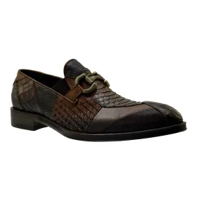 Men's Italian Shoes Jo Ghost 4994 Brown Leather Dress Buckle Shoes