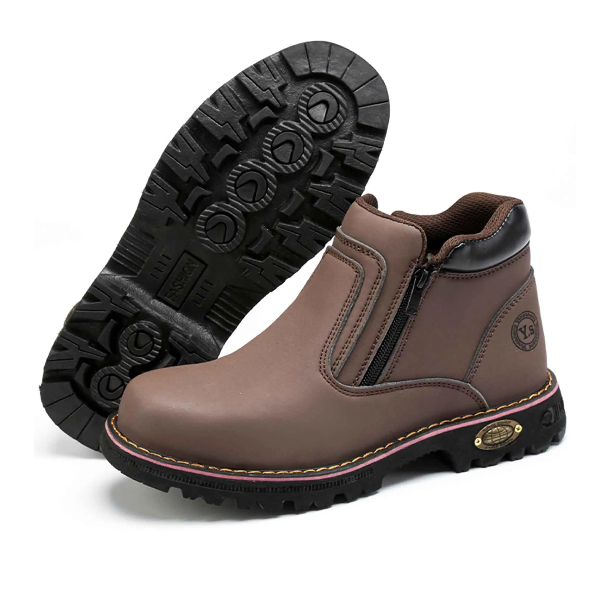 Men's Steel Toe Side Zip Boots - Slip Resistant | B129
