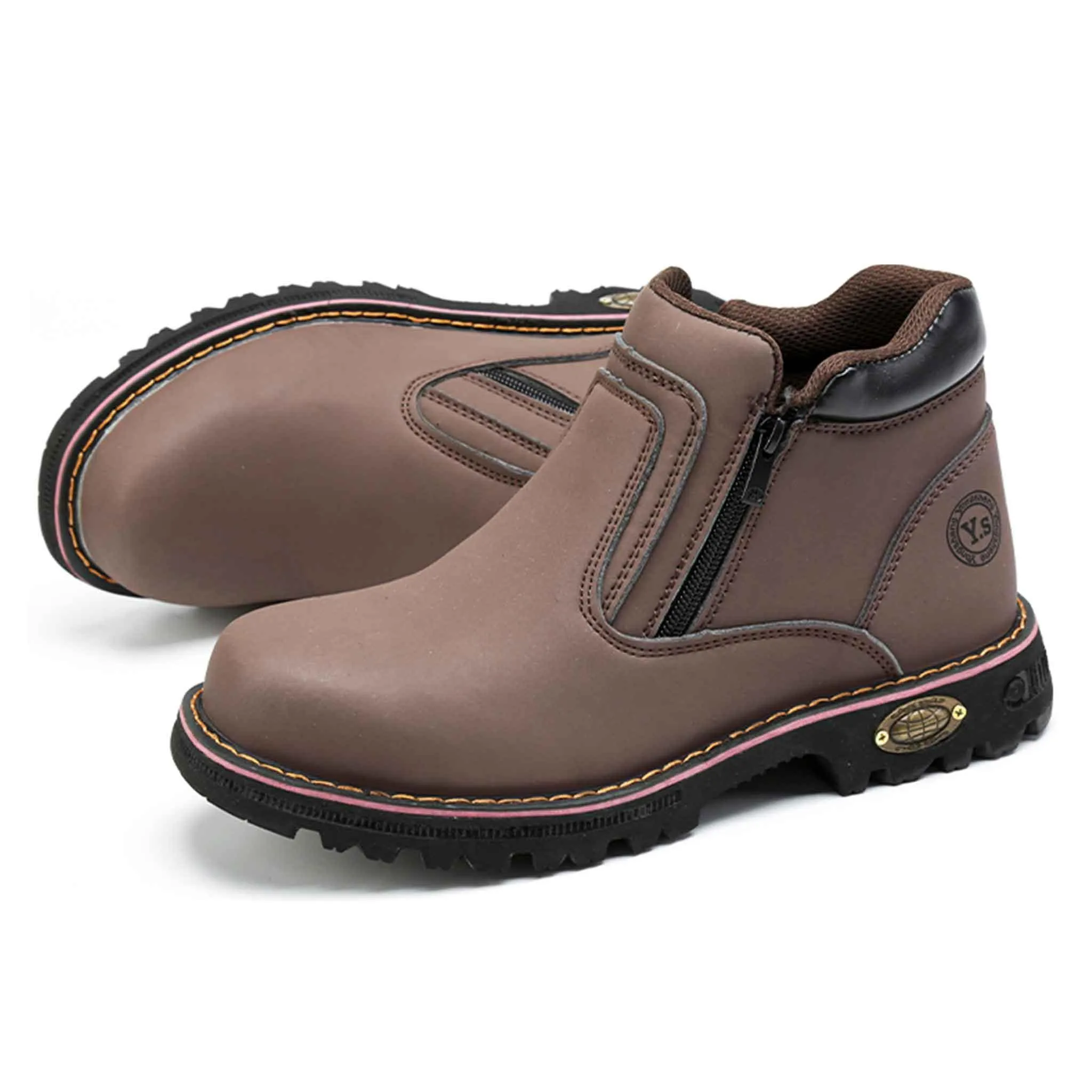 Men's Steel Toe Side Zip Boots - Slip Resistant | B129