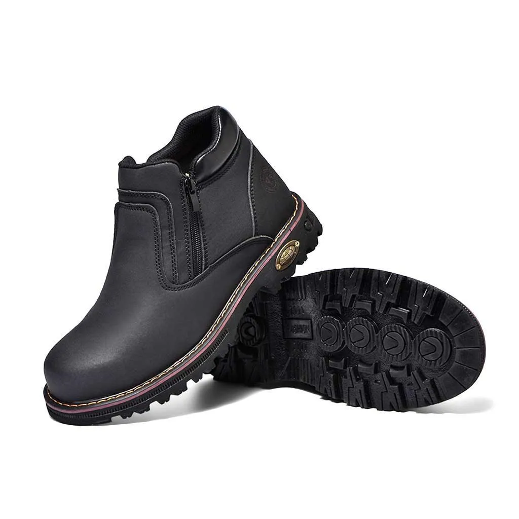 Men's Steel Toe Side Zip Boots - Slip Resistant | B129