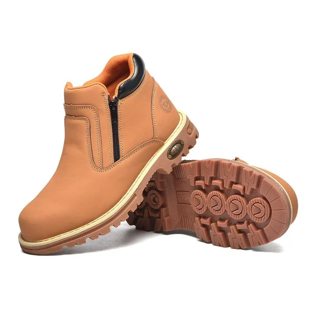 Men's Steel Toe Side Zip Boots - Slip Resistant | B129