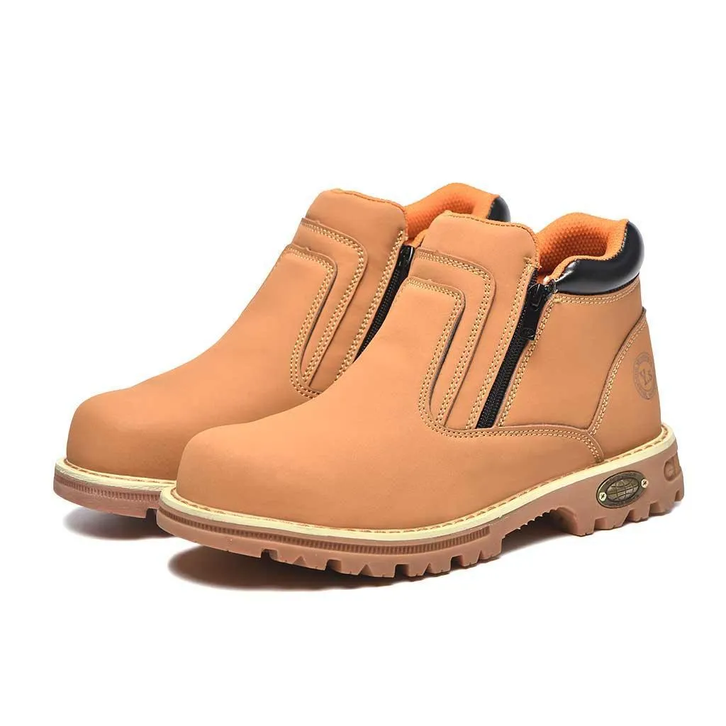 Men's Steel Toe Side Zip Boots - Slip Resistant | B129