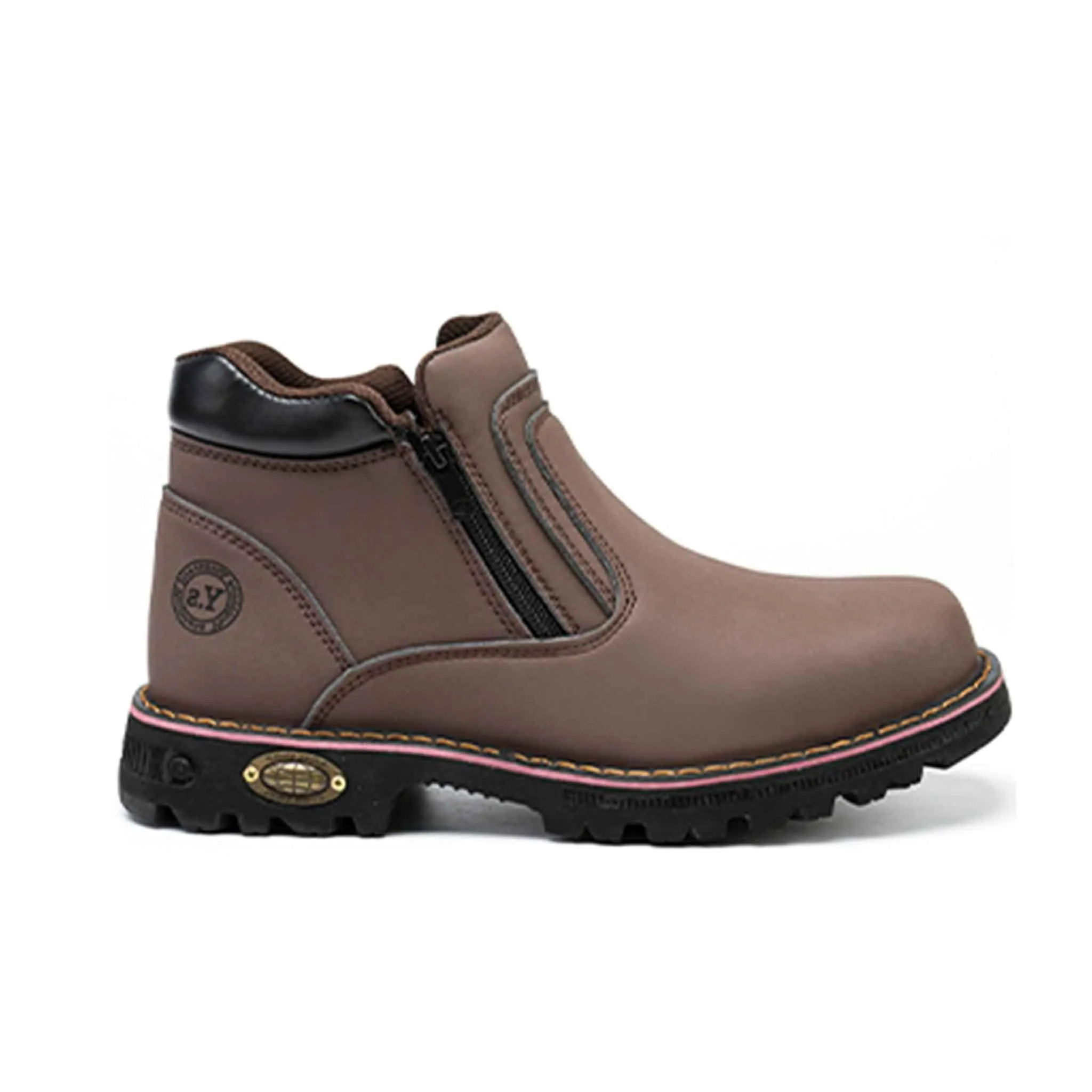 Men's Steel Toe Side Zip Boots - Slip Resistant | B129