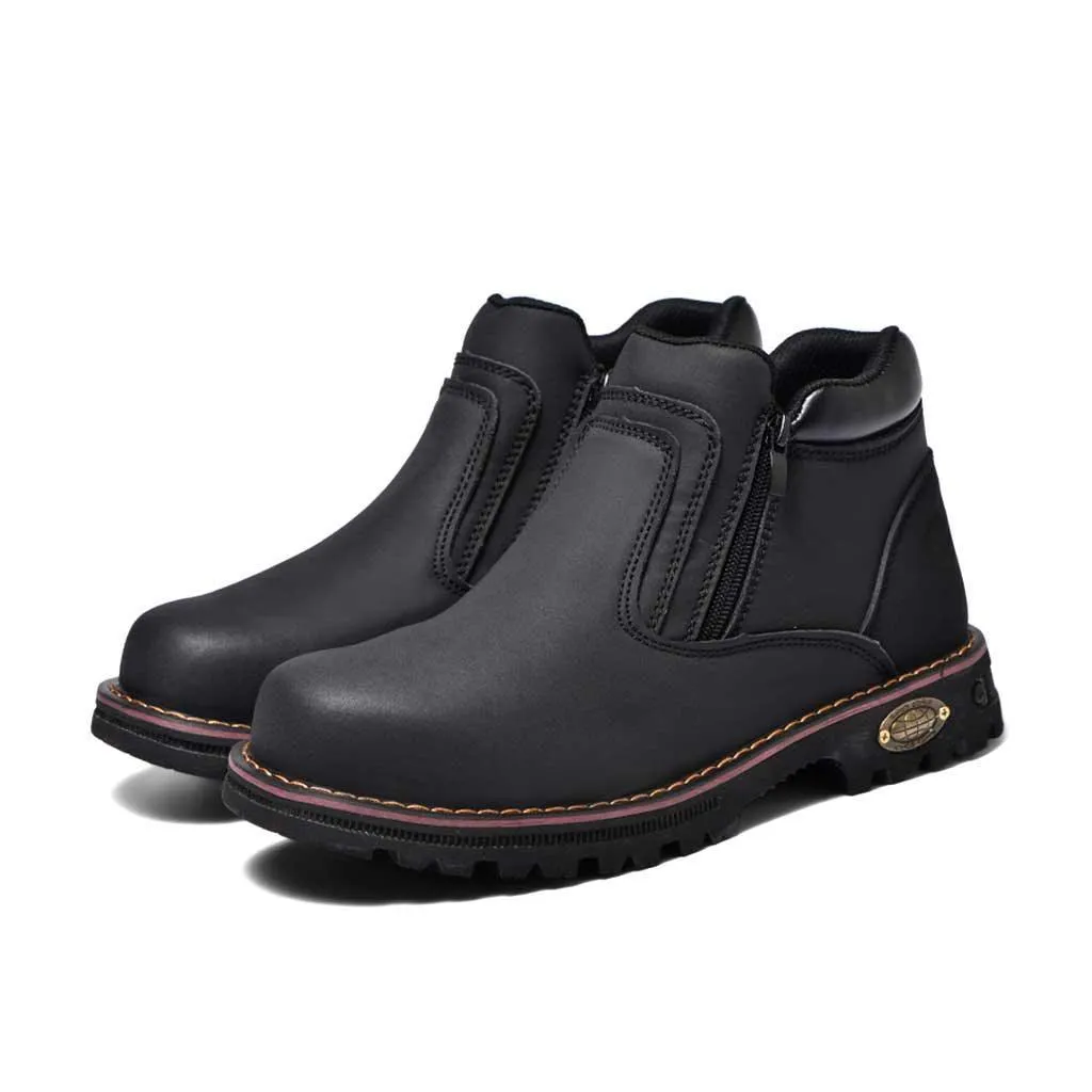 Men's Steel Toe Side Zip Boots - Slip Resistant | B129