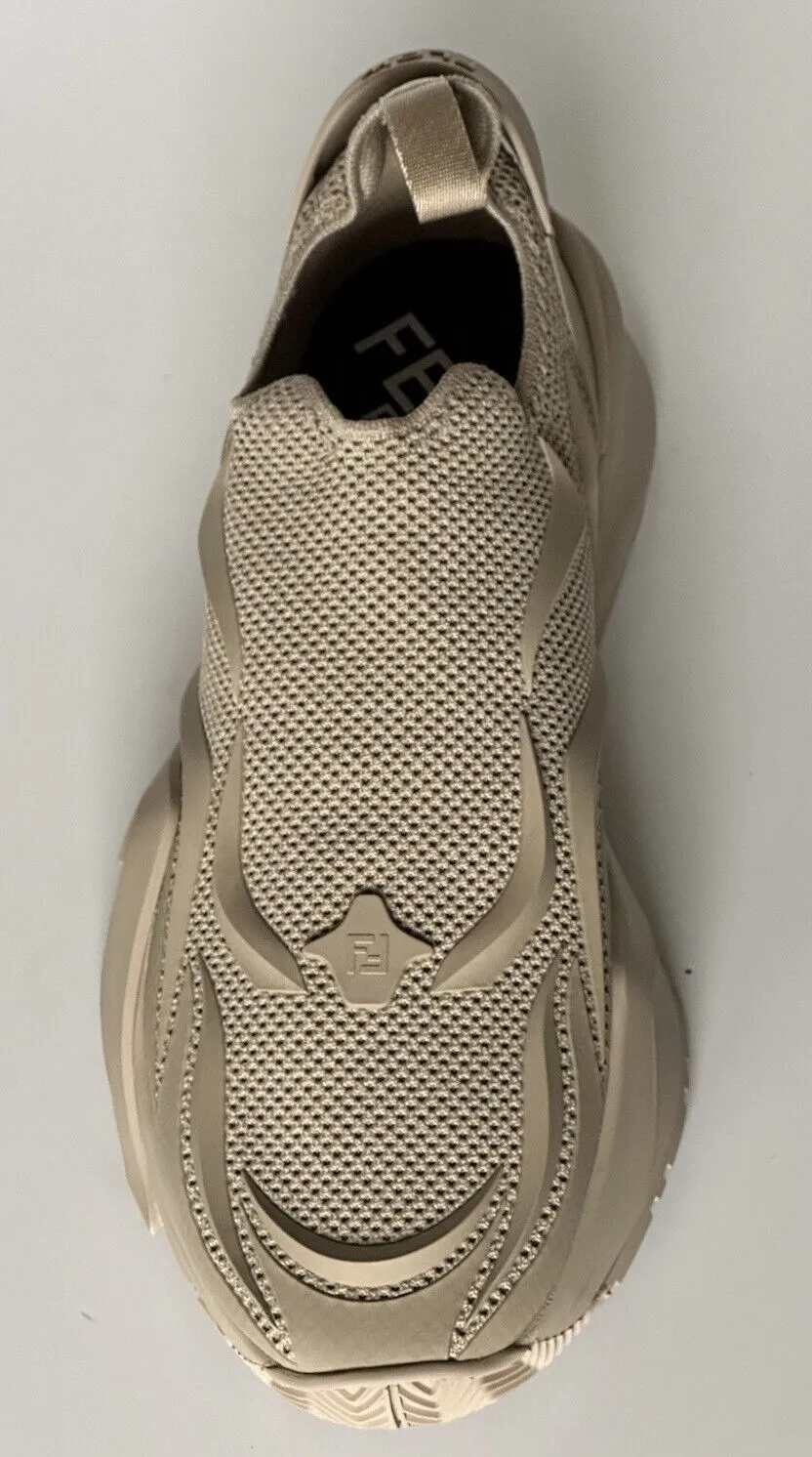 NIB 1050 Fendi Flow Men's Fabric Beige Sneakers 10 US (43 Euro) 7E1504 Italy