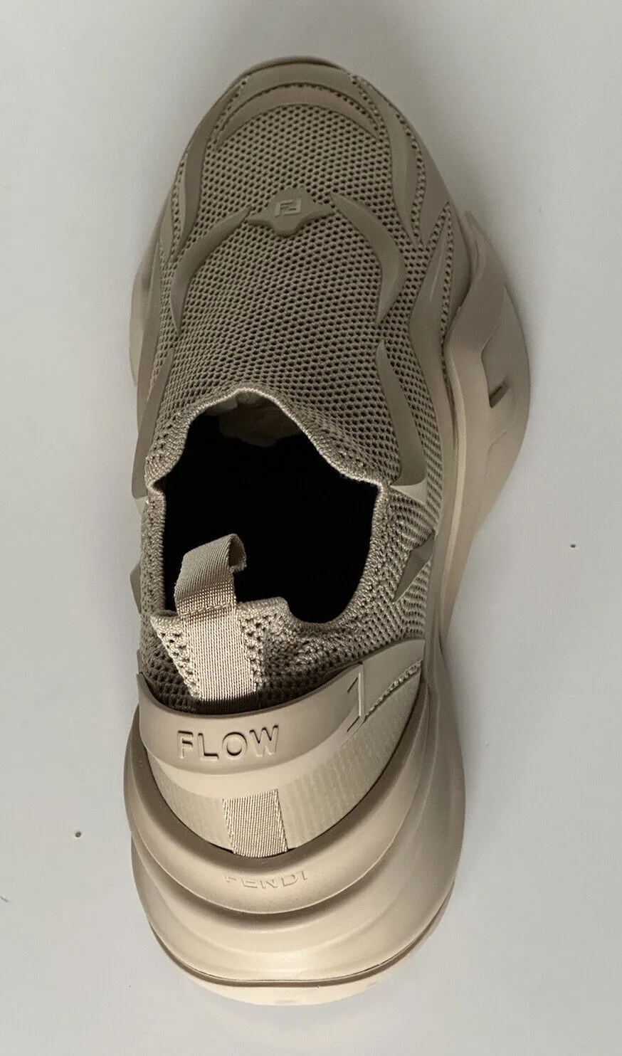 NIB 1050 Fendi Flow Men's Fabric Beige Sneakers 10 US (43 Euro) 7E1504 Italy