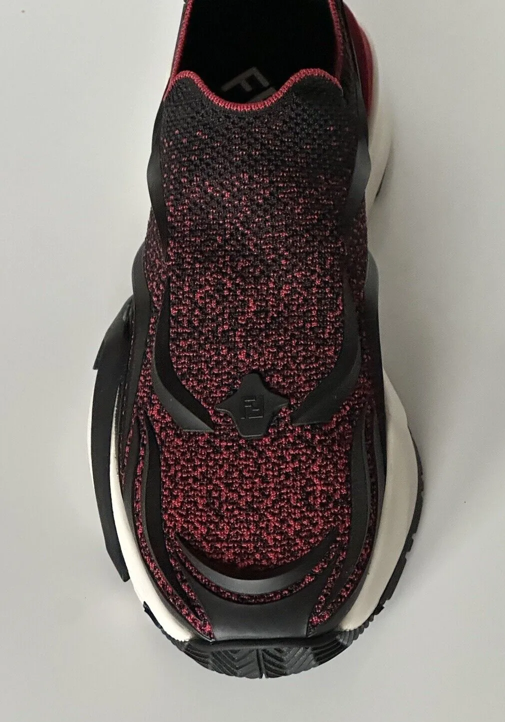 NIB $1050 Fendi Flow Men's Fabric Black/Red Sneakers 12 US (Fendi 11) 7E1504 IT