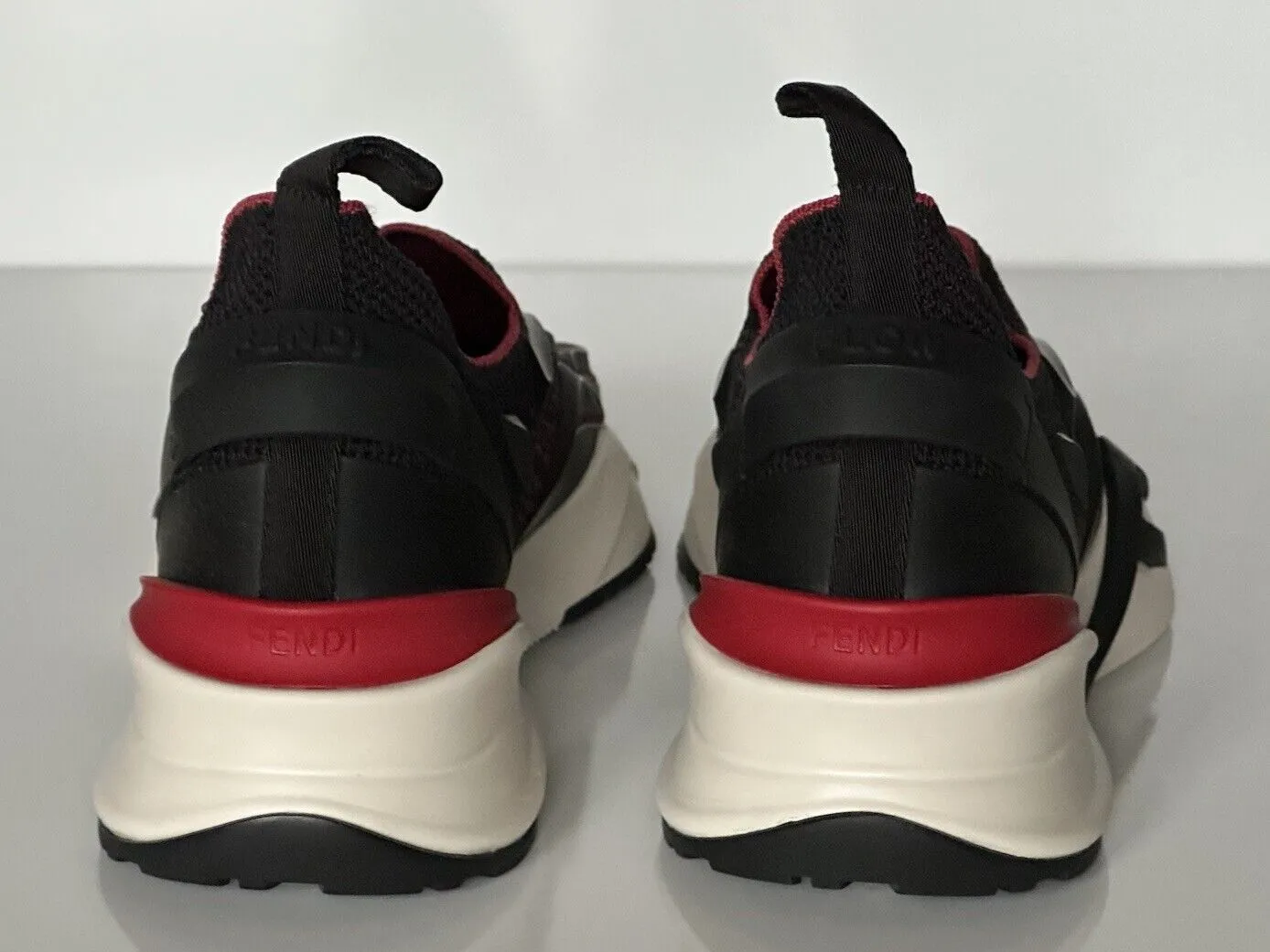 NIB $1050 Fendi Flow Men's Fabric Black/Red Sneakers 12 US (Fendi 11) 7E1504 IT