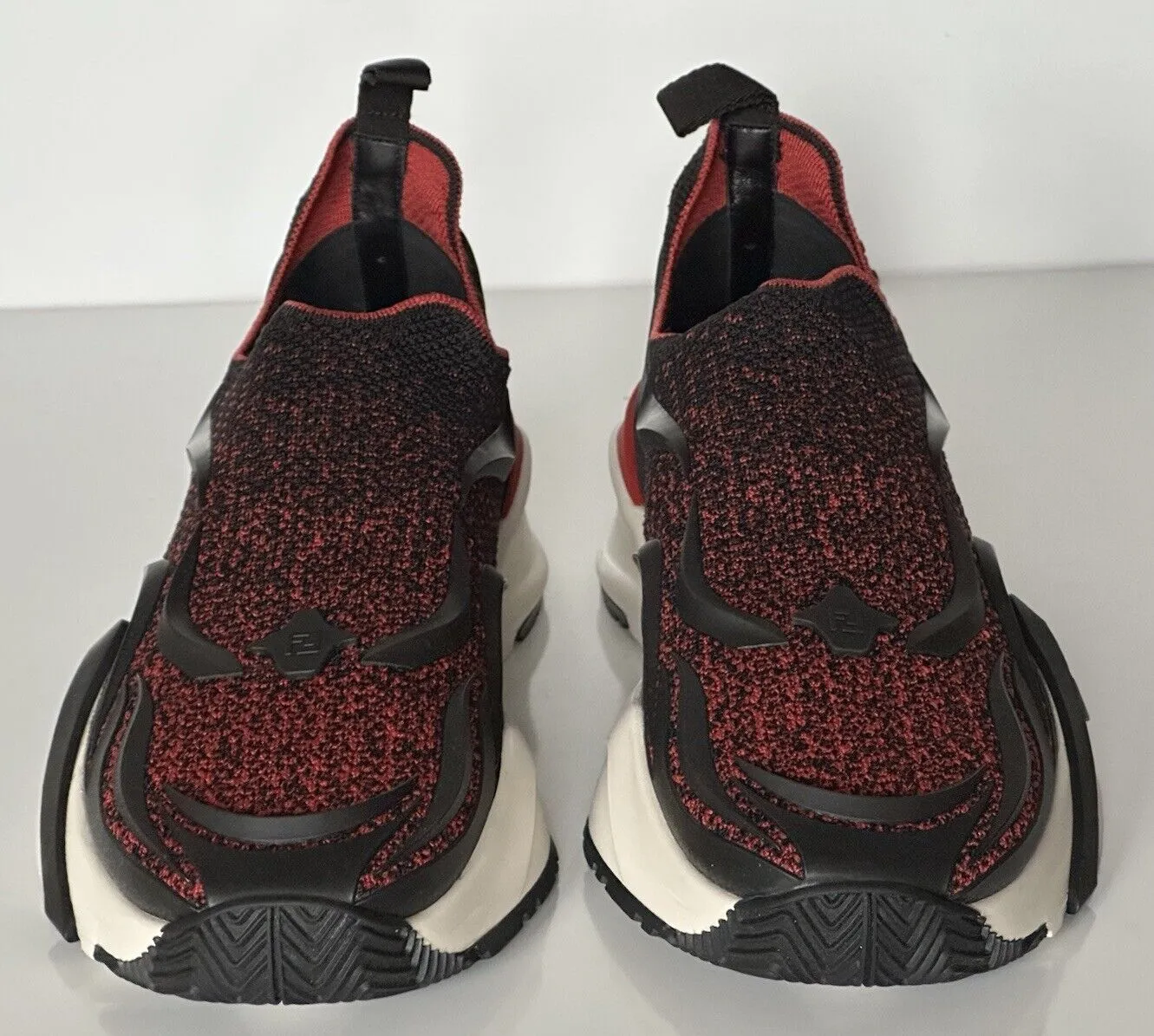 NIB $1050 Fendi Flow Men's Fabric Black/Red Sneakers 12 US (Fendi 11) 7E1504 IT