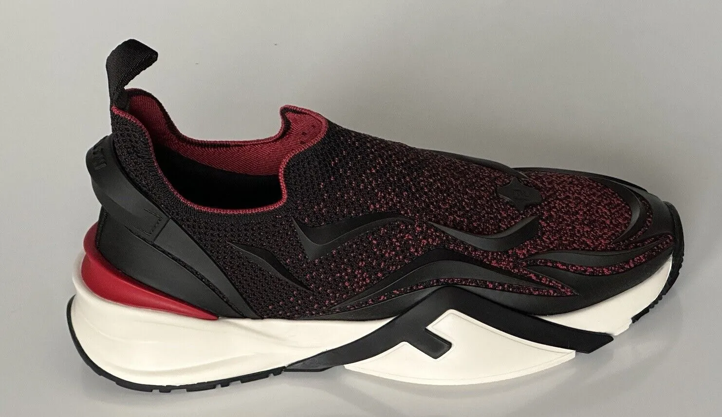 NIB $1050 Fendi Flow Men's Fabric Black/Red Sneakers 12 US (Fendi 11) 7E1504 IT