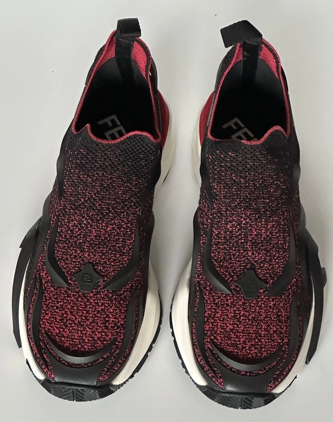 NIB $1050 Fendi Flow Men's Fabric Black/Red Sneakers 12 US (Fendi 11) 7E1504 IT