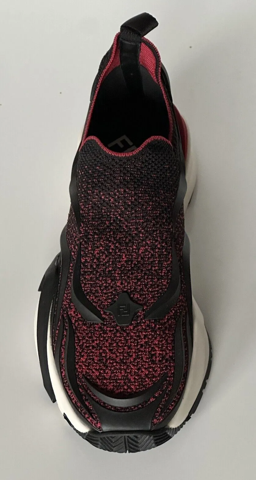 NIB $1050 Fendi Flow Men's Fabric Black/Red Sneakers 12 US (Fendi 11) 7E1504 IT