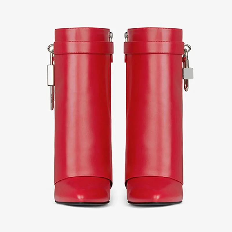 Refined Red Smooth Calfskin Ankle Boots