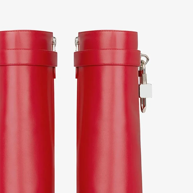 Refined Red Smooth Calfskin Ankle Boots