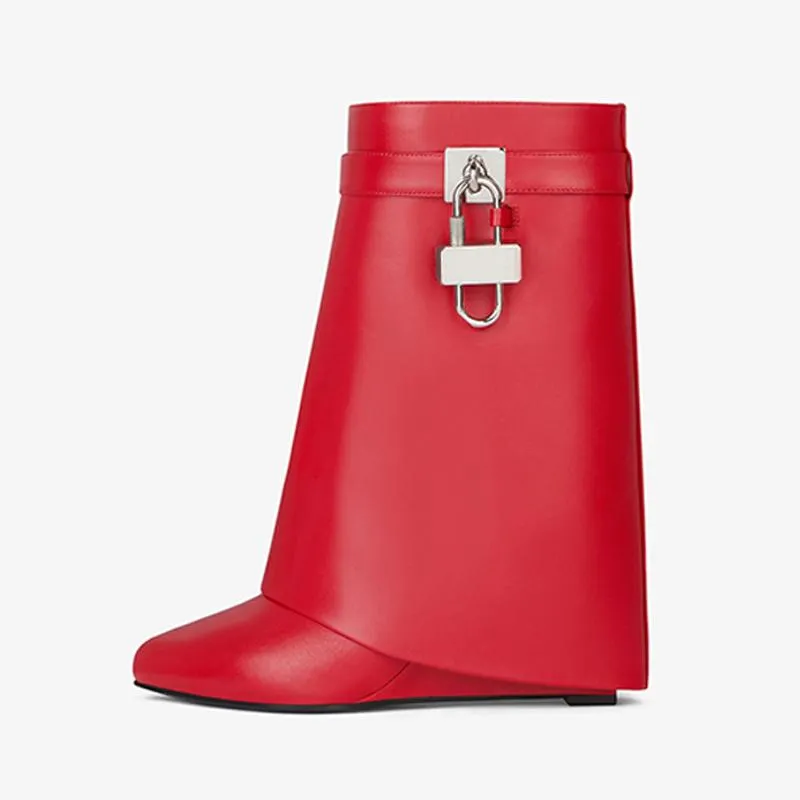 Refined Red Smooth Calfskin Ankle Boots