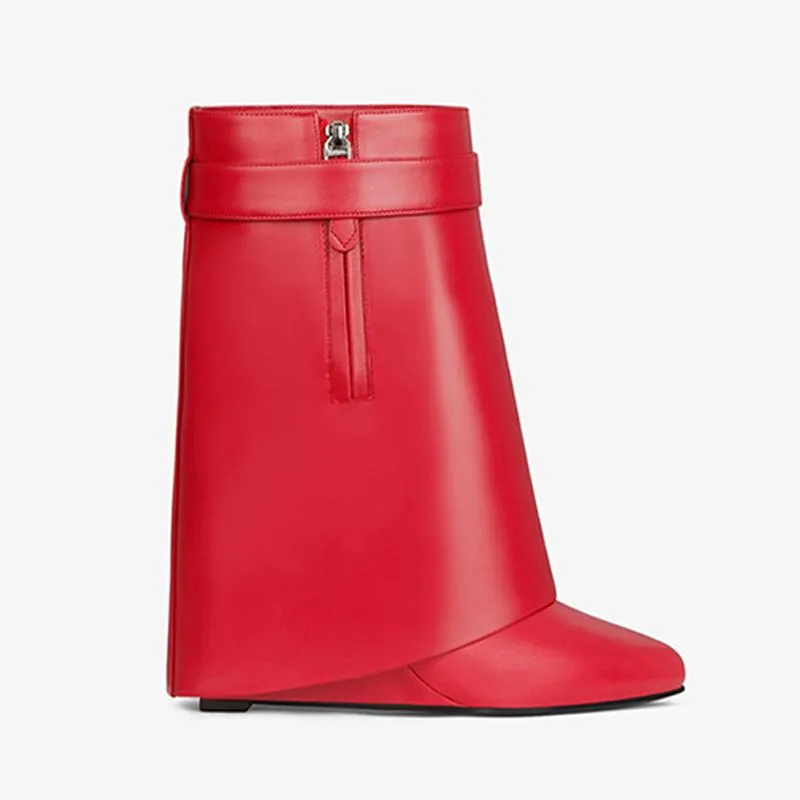 Refined Red Smooth Calfskin Ankle Boots