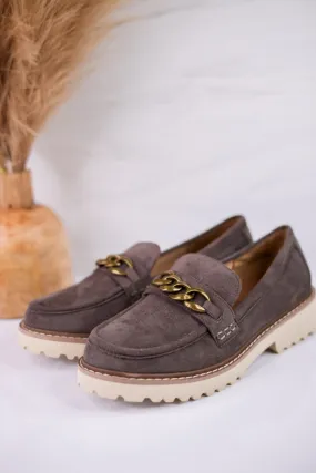 Stone Gray Loafers with Chain Detail FINAL SALE