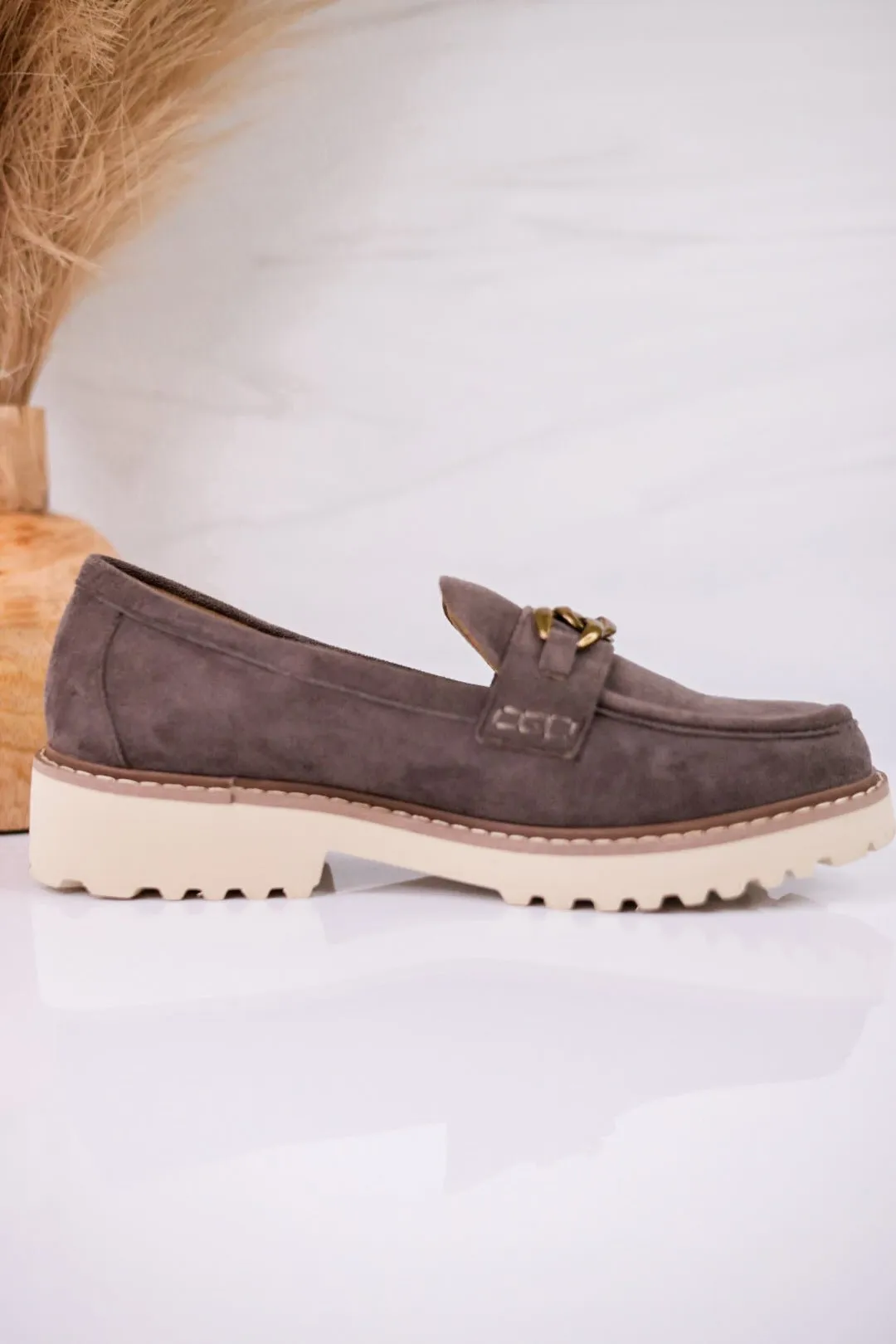 Stone Gray Loafers with Chain Detail FINAL SALE