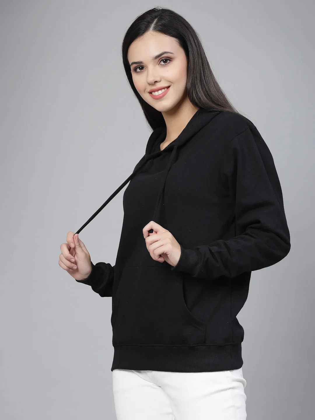 Style Quotient women black hooded oversized sweatshirt