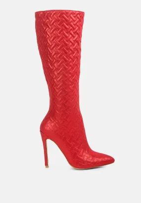 tinkles embossed high heeled calf boots