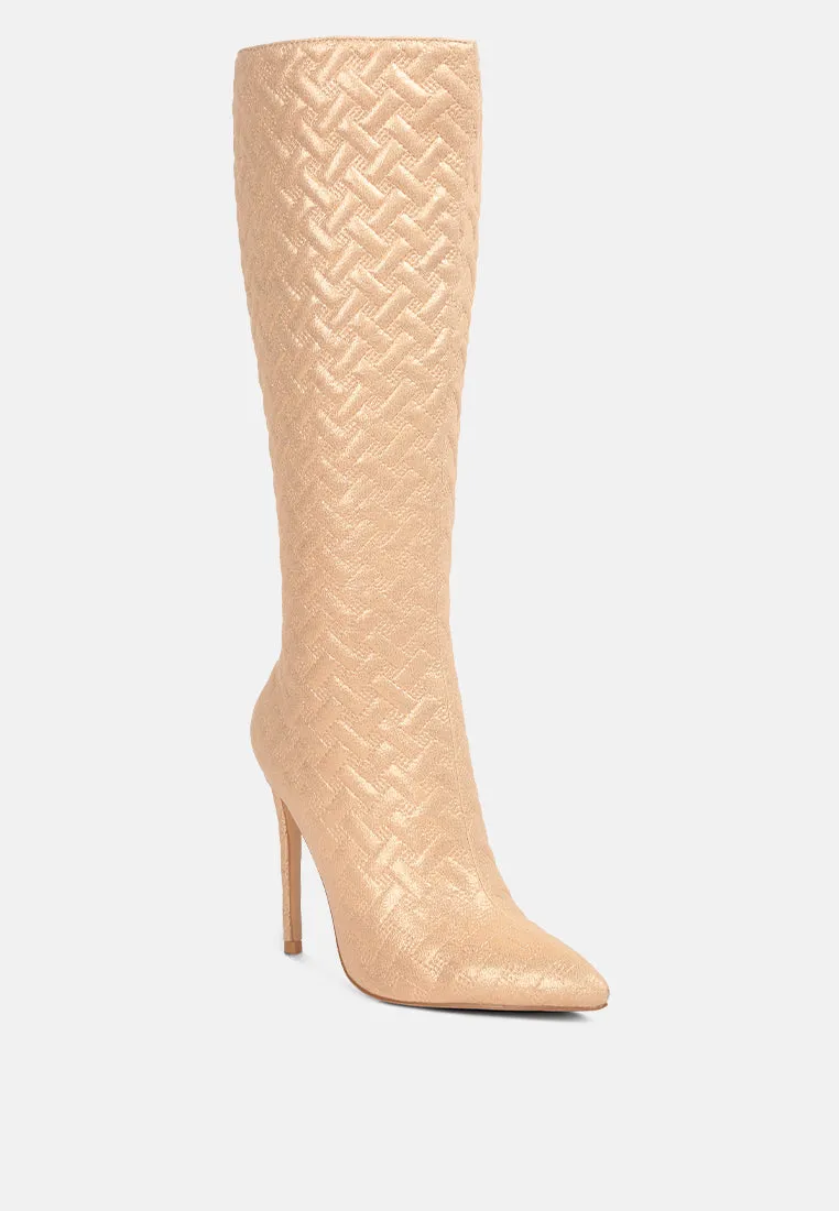 tinkles embossed high heeled calf boots