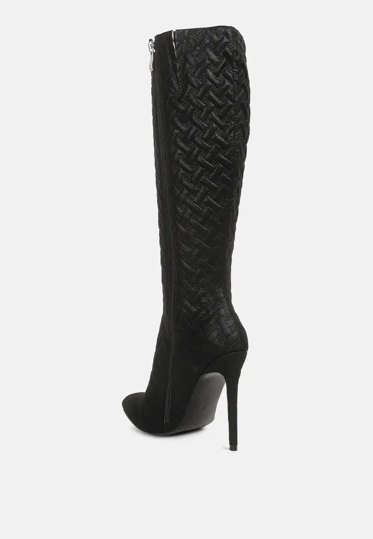 tinkles embossed high heeled calf boots